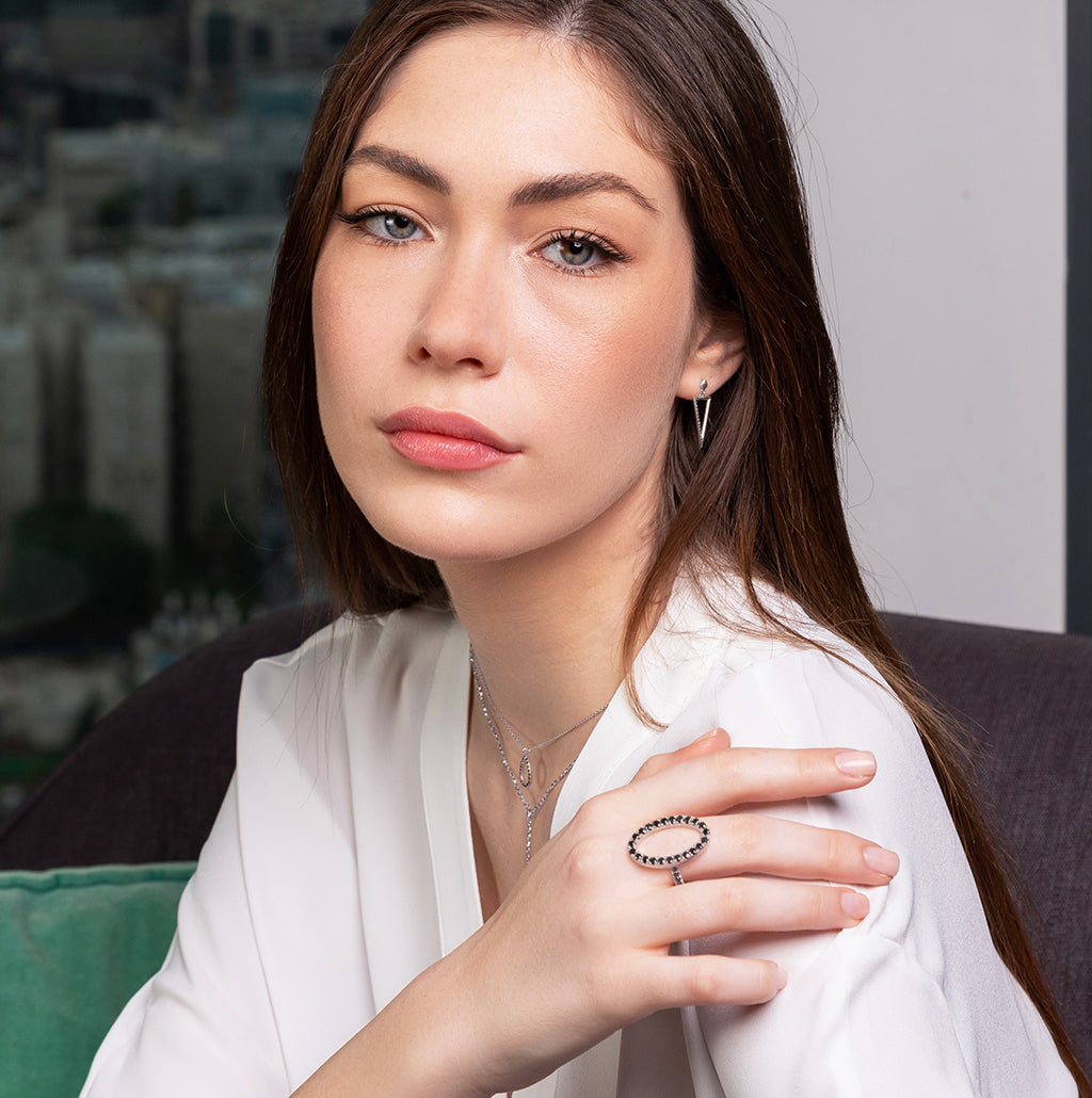 Oval Black Diamond Ring - Aubree No. 9